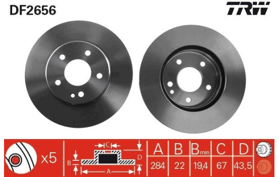 Brake Disc DF2656 TRW, Image 2