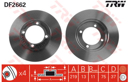 Brake Disc DF2662 TRW