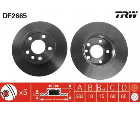 Brake Disc DF2665 TRW, Image 2