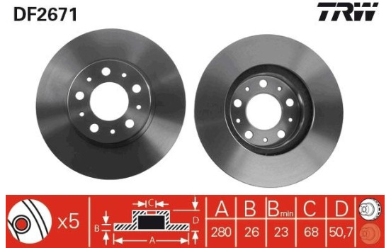 Brake Disc DF2671 TRW, Image 3