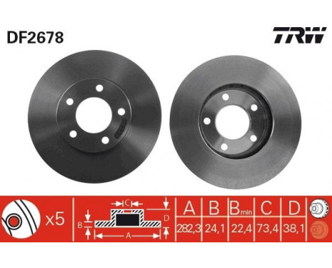 Brake Disc DF2678 TRW, Image 2