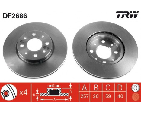 Brake Disc DF2686 TRW, Image 2