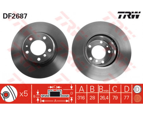 Brake Disc DF2687 TRW
