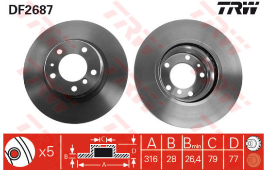 Brake Disc DF2687 TRW