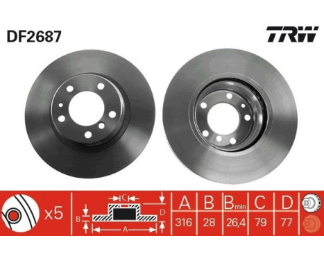 Brake Disc DF2687 TRW, Image 2