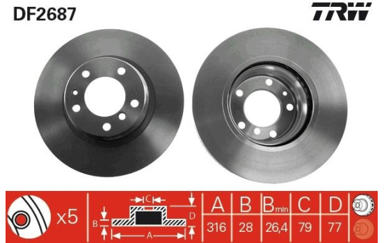 Brake Disc DF2687 TRW, Image 2