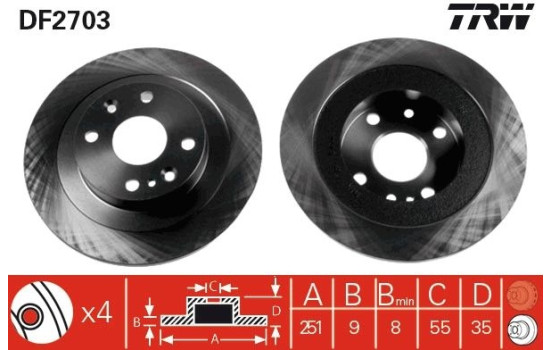 Brake Disc DF2703 TRW