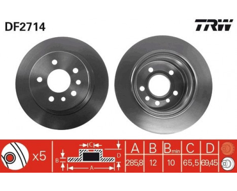 Brake Disc DF2714 TRW, Image 2