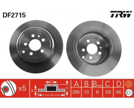 Brake Disc DF2715 TRW, Image 2