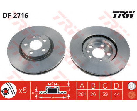 Brake Disc DF2716 TRW