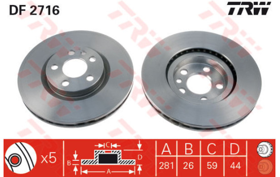 Brake Disc DF2716 TRW