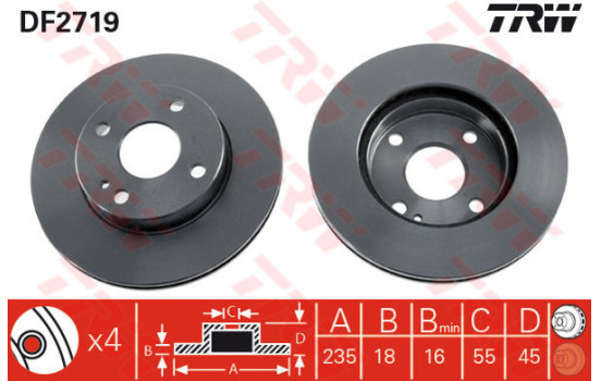 Brake Disc DF2719 TRW