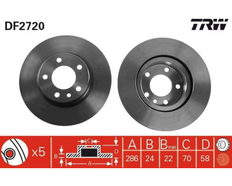 Brake Disc DF2720 TRW, Image 2