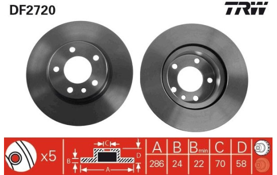 Brake Disc DF2720 TRW, Image 2