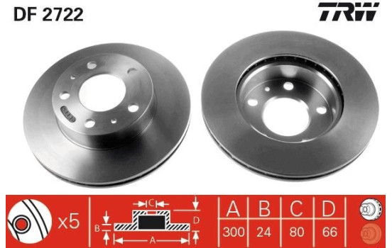 Brake Disc DF2722 TRW, Image 2