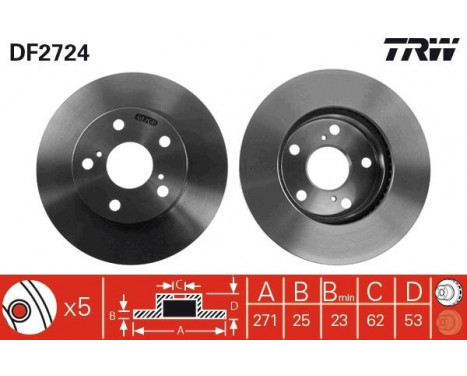 Brake Disc DF2724 TRW, Image 2