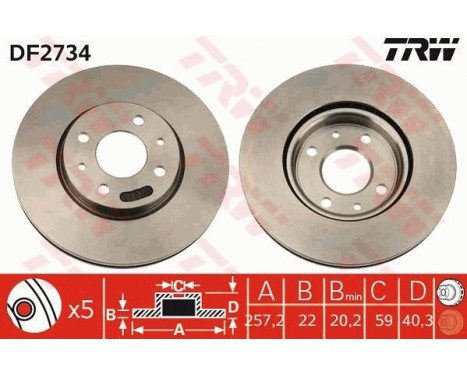 Brake Disc DF2734 TRW, Image 2