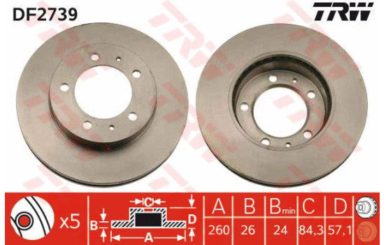 Brake Disc DF2739 TRW