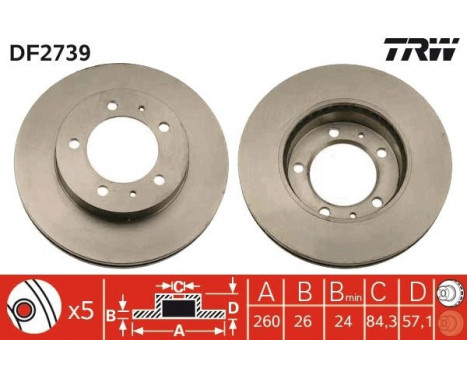 Brake Disc DF2739 TRW, Image 2