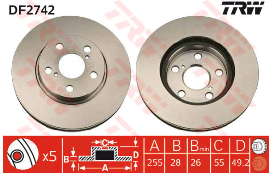 Brake Disc DF2742 TRW