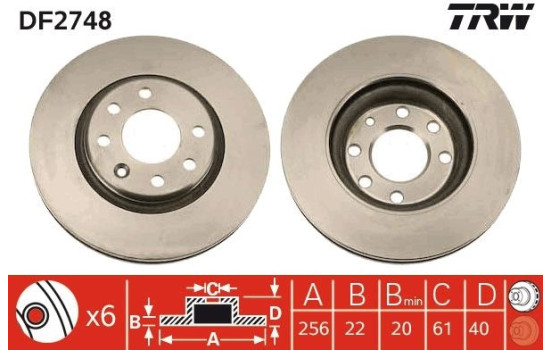 Brake Disc DF2748 TRW, Image 2