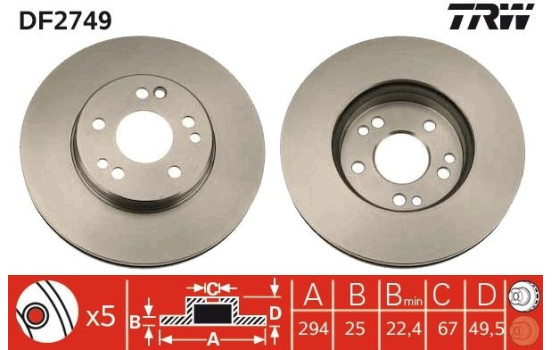 Brake Disc DF2749 TRW