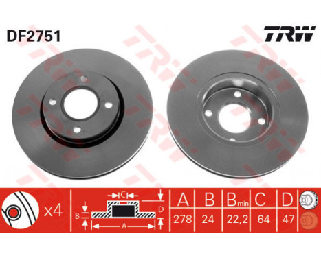 Brake Disc DF2751 TRW