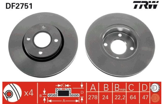 Brake Disc DF2751 TRW, Image 2