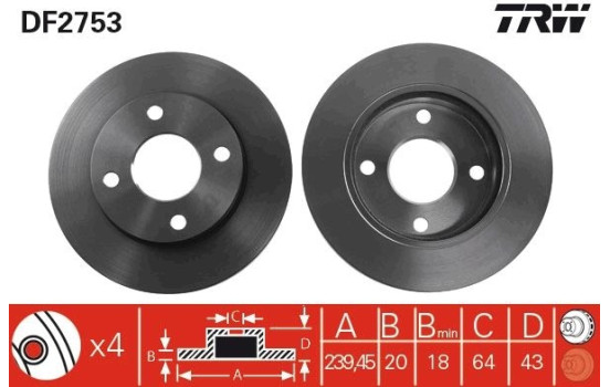 Brake Disc DF2753 TRW, Image 2