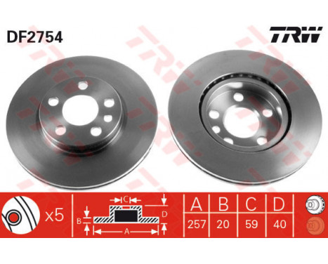 Brake Disc DF2754 TRW