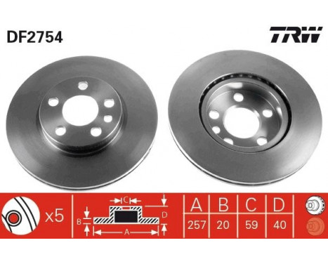 Brake Disc DF2754 TRW, Image 2