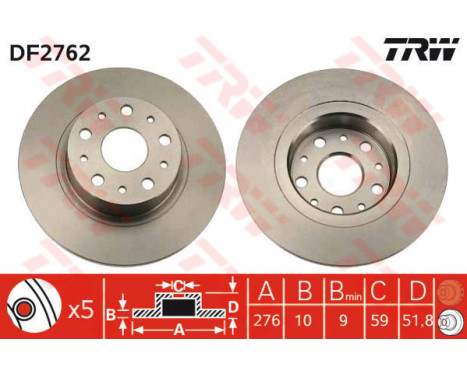 Brake Disc DF2762 TRW