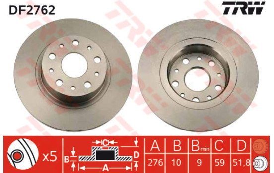 Brake Disc DF2762 TRW