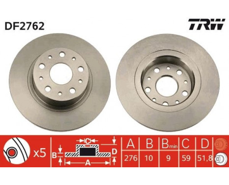 Brake Disc DF2762 TRW, Image 2