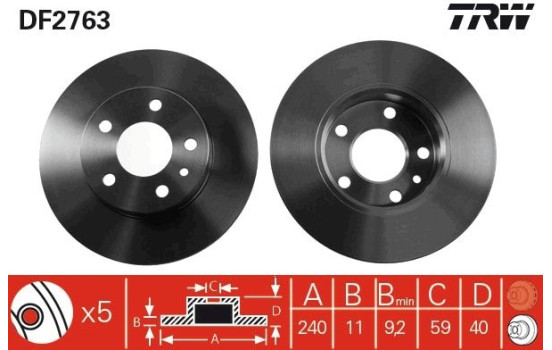 Brake Disc DF2763 TRW