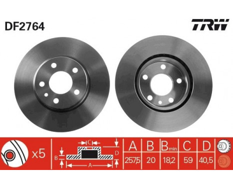 Brake Disc DF2764 TRW, Image 2