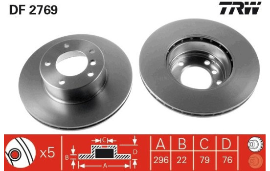 Brake Disc DF2769 TRW, Image 2