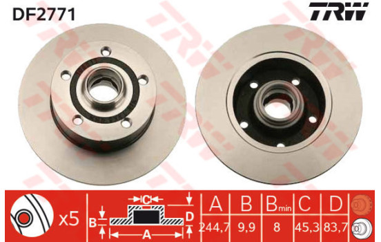 Brake Disc DF2771 TRW