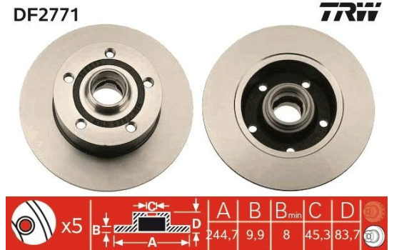 Brake Disc DF2771 TRW, Image 2