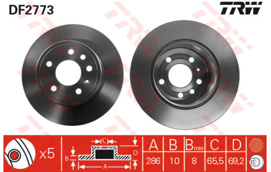 Brake Disc DF2773 TRW
