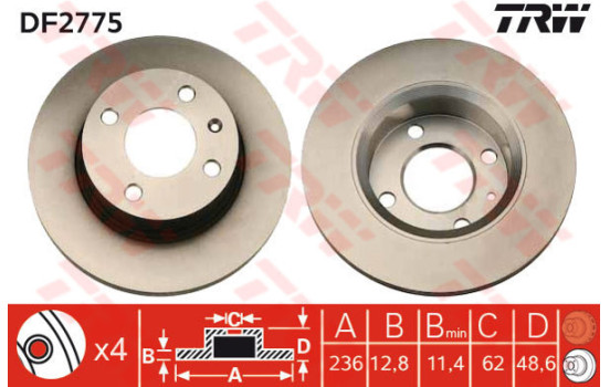 Brake Disc DF2775 TRW