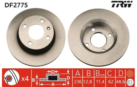 Brake Disc DF2775 TRW, Image 2