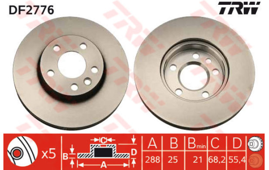 Brake Disc DF2776 TRW