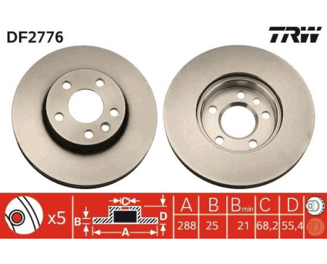 Brake Disc DF2776 TRW, Image 2