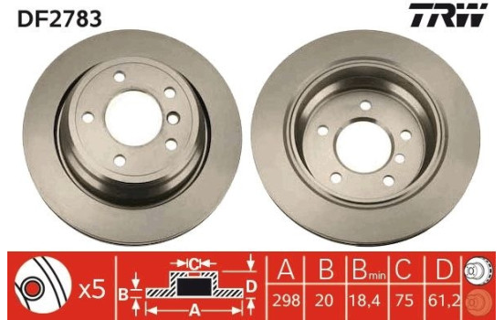 Brake Disc DF2783 TRW, Image 2