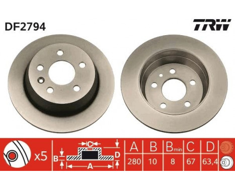 Brake Disc DF2794 TRW, Image 2