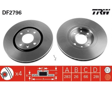 Brake Disc DF2796 TRW