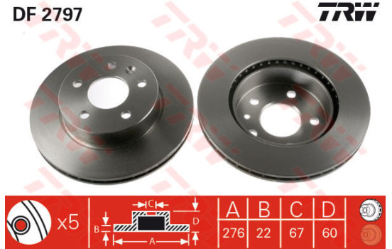 Brake Disc DF2797 TRW