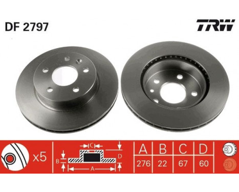 Brake Disc DF2797 TRW, Image 2