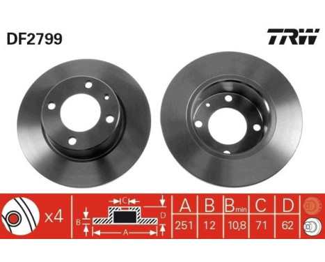 Brake Disc DF2799 TRW, Image 3